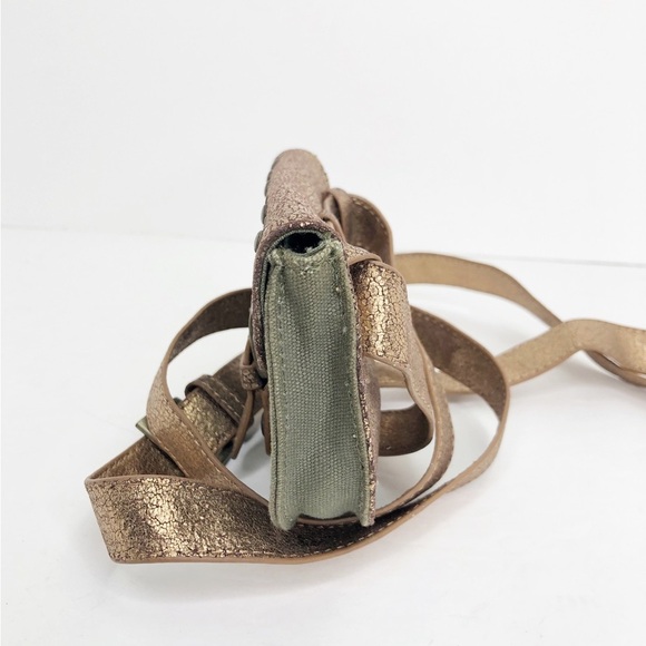 Heart moon star olive green with copper color block, canvas waist purse - Picture 2 of 13